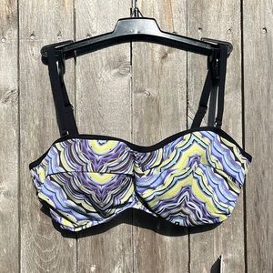 Sunsets California Del Mar Underwire Twist Bandeau Bikini Top,Size 34D,NWT